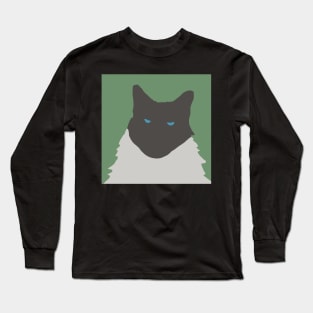 Abstract Cat on Green Long Sleeve T-Shirt